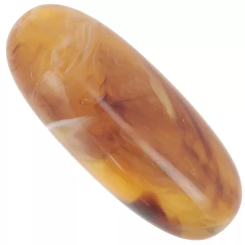 Perle olive 34x14 mm en résine translucide - Abricot marbré x1