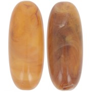 Perle olive 34x14 mm en résine translucide - Abricot marbré x1