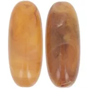 Perle olive 34x14 mm en résine translucide - Abricot marbré x1