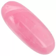 Perle olive 34x14 mm en résine translucide - Rose foncé marbré x1