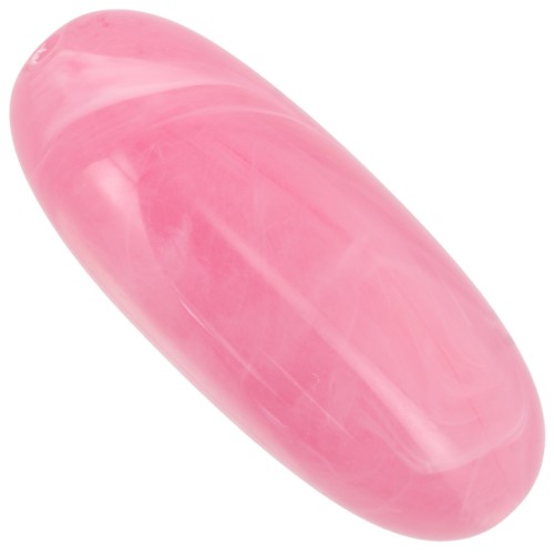 Perle olive en résine translucide 34x14 mm - Rose foncé marbré x1