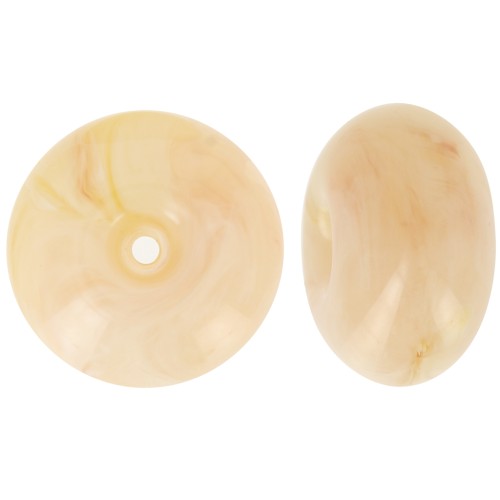 Perle rondelle 16 mm en résine translucide - Beige - Rosé marbré x1
