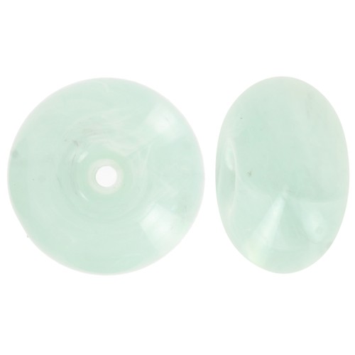 Perle rondelle 16 mm en résine translucide - Bleu givré marbré x1