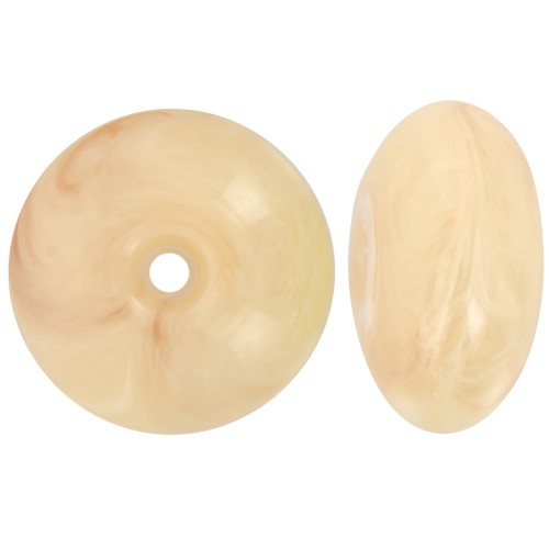 Perle rondelle 18x9 mm en résine translucide - Beige - Rosé marbré x1