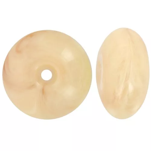 Perle rondelle 18x9 mm en résine translucide - Beige - Rosé marbré x1