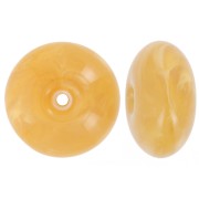 Perle rondelle 18x9 mm en résine translucide - Jaune miel marbré x1