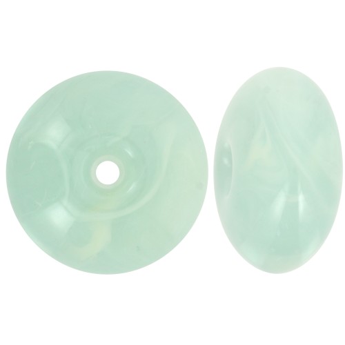 Perle rondelle 18x9 mm en résine translucide - Bleu givré marbré x1