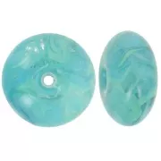 Perle rondelle 18x9 mm en résine translucide - Turquoise marbré vert x1