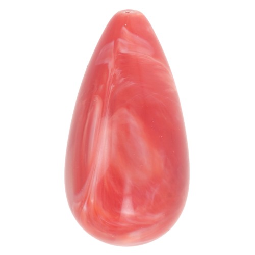 Perle poire en résine opaque 26x14 mm - Grenadine marbré x1