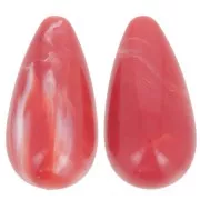 Perle poire en résine opaque 26x14 mm - Grenadine marbré x1