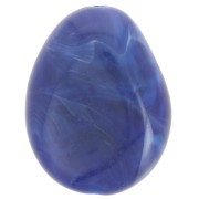 Perle plate irrégulière 22x17 mm en résine opaque - Bleu marine marbré x1