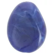 Perle plate irrégulière 22x17 mm en résine opaque - Bleu marine marbré x1