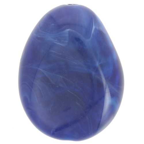 Perle plate irrégulière 22x17 mm en résine opaque - Bleu marine marbré x1