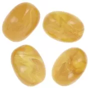 Perle olive 21x15 mm en résine translucide - Jaune miel marbré x1