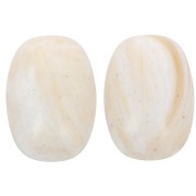 Perle olive 21x15 mm en résine opaque - Beige marbré marron - doré x1