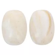 Perle olive 21x15 mm en résine opaque - Beige marbré marron - doré x1