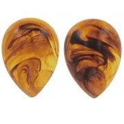 Cabochon poire en résine translucide 25x18 mm - Ambre marbré x1