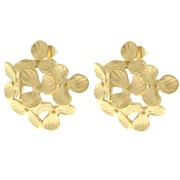 Clous d'oreilles fleurs bombé 26 mm - Acier inoxydable 304L Doré x2|raw }}