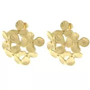 Clous d'oreilles fleurs bombé 26 mm - Acier inoxydable 304L Doré x2