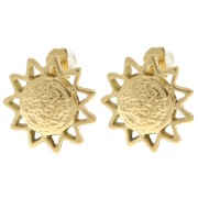 Boucles d'oreilles soleil martelé 15 mm - Acier inoxydable 304L Doré x2|raw }}