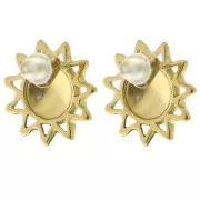 Boucles d'oreilles soleil martelé 15 mm - Acier inoxydable 304L Doré x2