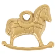Breloque cheval à bascule 13x16 mm - Acier inoxydable 304L Doré x 1