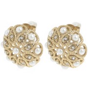 Clous d'oreilles rosace 19 mm strass et imitation nacre - Acier inox 304L Doré x2|raw }}