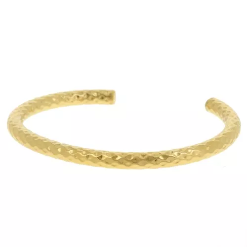 Bracelet jonc ovale martelé - 5x160 mm - Acier inoxydable 304L Doré x1
