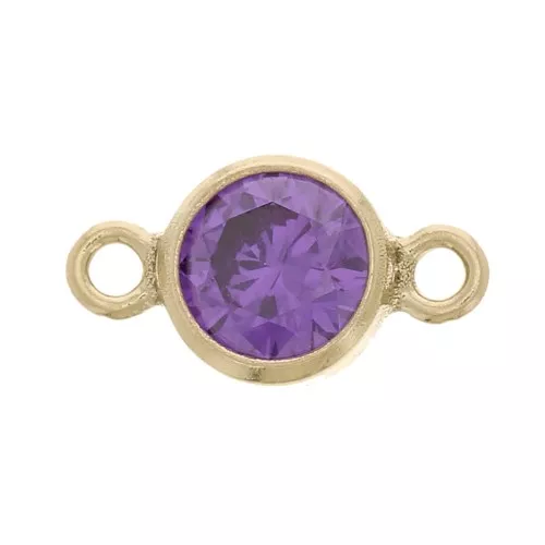 Intercalaire 2 anneaux 11x6mm Oxyde Zirconium Amethyst -Gold filled (or laminé) x1