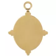 Pendentif ovale 18x13 mm avec résine époxy - Acier inox 304L Doré - Blanc x1