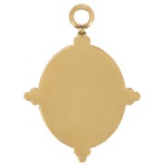 Pendentif ovale 18x13 mm avec résine époxy - Acier inox 304L Doré - Crème x1