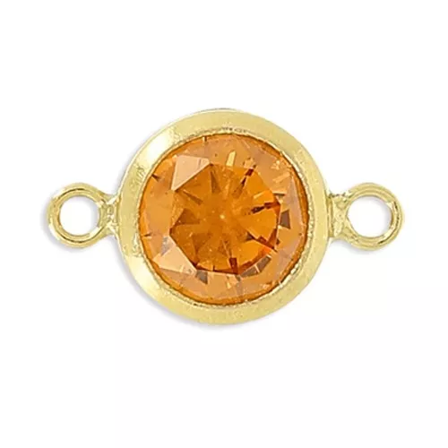 Intercalaire 2 anneaux 11x6 mm Oxyde Zirconium Topaz - Gold filled (or laminé) x1
