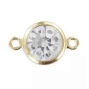 Intercalaire 2 anneaux 11x6 mm Oxyde de Zirconium - Gold filled (or laminé)  x1