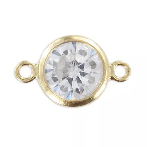 Intercalaire 2 anneaux 11x6 mm Oxyde de Zirconium - Gold filled (or laminé) x1