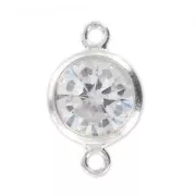 Intercalaire 2 anneaux 11x6 mm Oxyde de Zirconium/Argent 925 x1