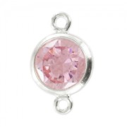 Intercalaire 2 anneaux 11x6 mm Oxyde de Zirconium Light Rose/Argent 925 x1