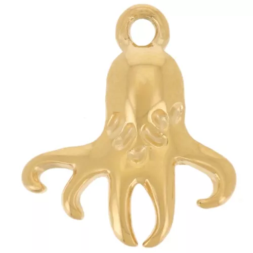 Breloque pieuvre 18x16 mm - Acier inoxydable 304L Doré x1