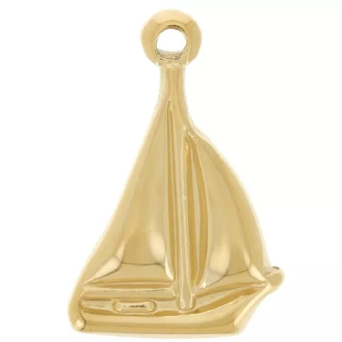 Breloque bateau à voile 16x11 mm - Acier inoxydable 304L Doré x1