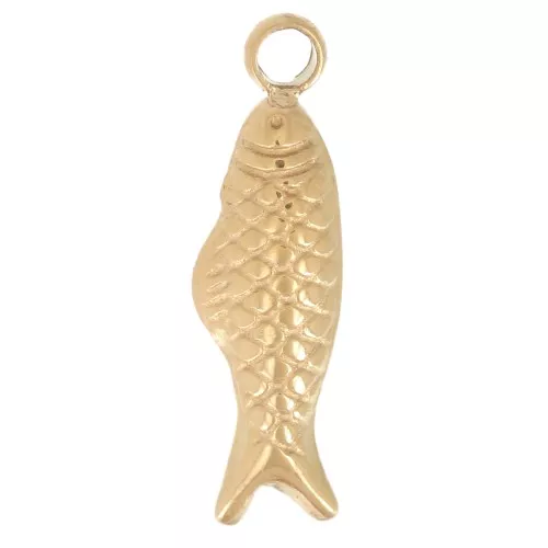 Breloque poisson 12x3 mm - Acier inoxydable 304L Doré x1