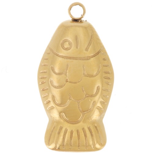 Breloque poisson 20x10.5 mm - Acier inoxydable 304L Doré x1