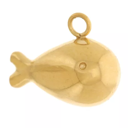 Breloque baleine 9x6 mm - Acier inoxydable 304L Doré x1