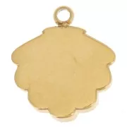 Breloque coquille Saint-jacques 11x10 mm avec cabochons imitation nacre - Acier inox 304L Doré x1