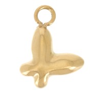 Breloque papillon 9.5x7 mm - Acier inoxydable 304L Doré x1
