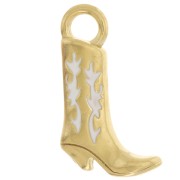 Pendentif santiag botte de cowboy 21x12 mm résine époxy Acier inox 304L Doré x1|raw }}