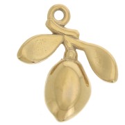 Breloque olive et branche 14x12 mm - Acier inoxydable 304L Doré x1