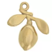 Breloque olive et branche 14x12 mm - Acier inoxydable 304L Doré x1