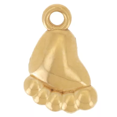 Breloque pied de bébé 10x6 mm - Acier inoxydable 304L Doré x1