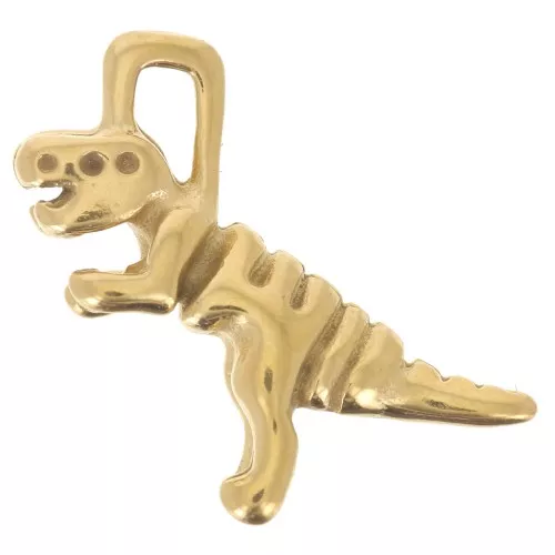 Breloque dinosaure T-rex 14x16 mm - Acier inoxydable 304L Doré x1