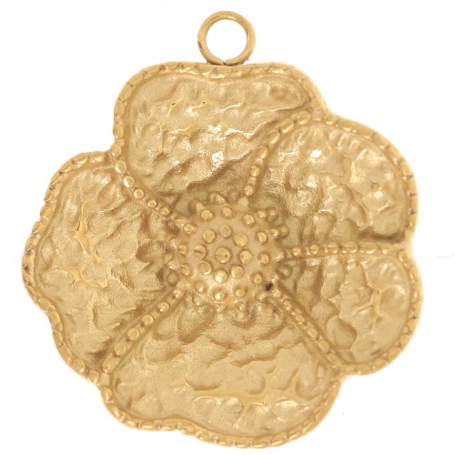 Pendentif fleur texturé 20 mm - Acier inoxydable 304L Doré x1