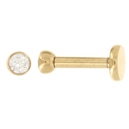 Piercing d'oreille rond 2.5 mm oxyde de zirconium - Acier inoxydable 316 Doré x1